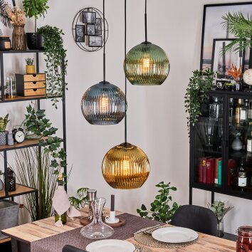 Koyoto Hanglamp, Kogellampje, Hanglamp Zwart, 3-lichts
