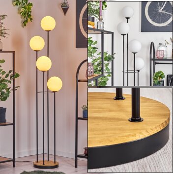 Gastor Staande lamp Hout donker, Zwart, 4-lichts