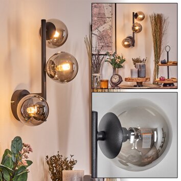 Chehalis Kogellampje, Wandlamp Rookkleurig, 3-lichts