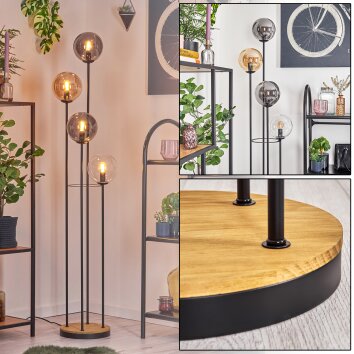 Gastor Staande lamp 30 cm Hout donker, Zwart, 4-lichts