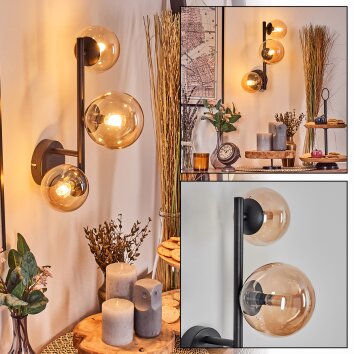Chehalis Kogellampje, Wandlamp Amber, 3-lichts