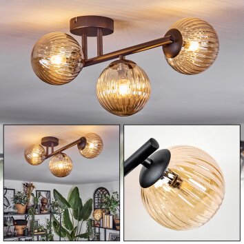 Chehalis Plafondlamp, Kogellampje Amber, 3-lichts
