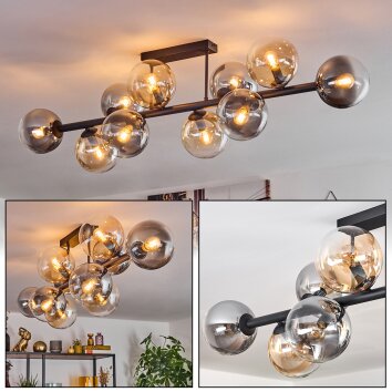 Gastor Plafondlamp, Kogellampje Amber, Duidelijk, Rookkleurig, 10-lichts