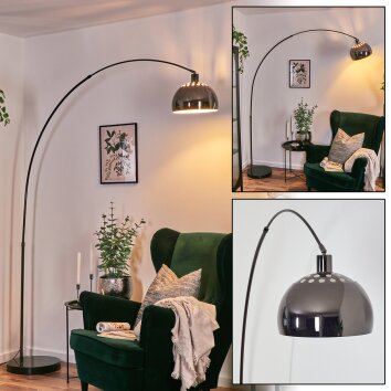 Baloca Staande lamp, Booglampen Chroom, Zwart, 1-licht