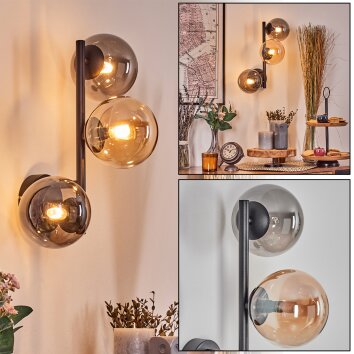 Chehalis Kogellampje, Wandlamp Amber, Rookkleurig, 3-lichts