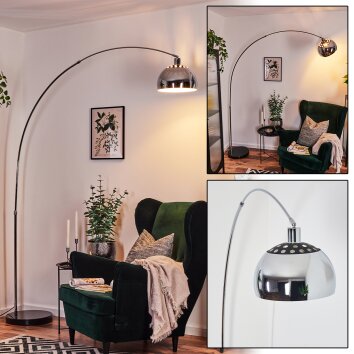 Baloca Staande lamp, Booglampen Chroom, Zwart, 1-licht