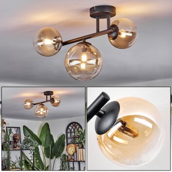 Chehalis Plafondlamp, Kogellampje Amber, Duidelijk, 3-lichts
