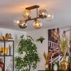 Gastor Plafondlamp, Kogellampje Amber, Duidelijk, Rookkleurig, 6-lichts