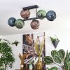 Koyoto Plafondlamp, Kogellampje Blauw, Groen, Koperkleurig, 6-lichts