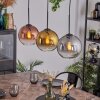 Koyoto Hanglamp, Kogellampje, Hanglamp Chroom, Goud, Duidelijk, Koperkleurig, Rookkleurig, 3-lichts