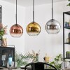Koyoto Hanglamp, Kogellampje, Hanglamp Chroom, Goud, Duidelijk, Koperkleurig, Rookkleurig, 3-lichts