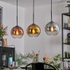 Koyoto Hanglamp, Kogellampje, Hanglamp Chroom, Goud, Duidelijk, Koperkleurig, Rookkleurig, 3-lichts