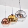Koyoto Hanglamp, Kogellampje, Hanglamp Chroom, Goud, Duidelijk, Koperkleurig, Rookkleurig, 3-lichts