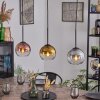 Koyoto Hanglamp, Kogellampje, Hanglamp Chroom, Goud, Duidelijk, Koperkleurig, Rookkleurig, 3-lichts