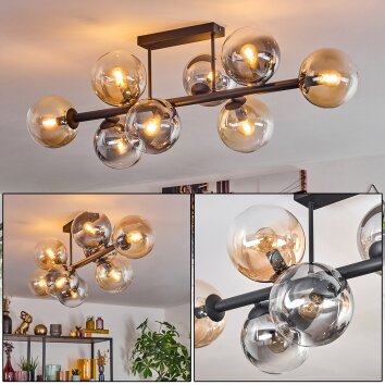 Gastor Plafondlamp, Kogellampje Amber, Duidelijk, Rookkleurig, 8-lichts
