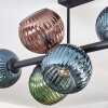 Koyoto Plafondlamp, Kogellampje Blauw, Groen, Koperkleurig, 8-lichts