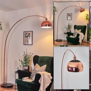 Baloca Staande lamp, Booglampen Koperkleurig, Zwart, 1-licht