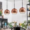 Koyoto Hanglamp, Kogellampje, Hanglamp Duidelijk, Koperkleurig, 3-lichts