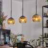 Koyoto Hanglamp, Kogellampje, Hanglamp Goud, Duidelijk, 3-lichts
