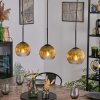 Koyoto Hanglamp, Kogellampje, Hanglamp Goud, Duidelijk, 3-lichts