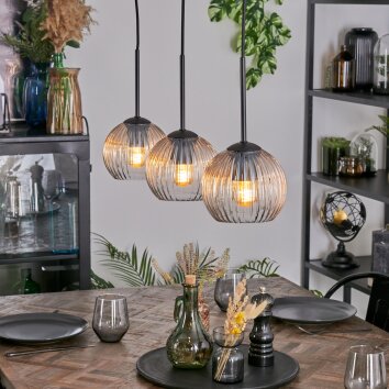 Koyoto Hanglamp, Kogellampje, Hanglamp Amber, Duidelijk, 3-lichts