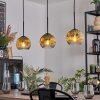 Koyoto Hanglamp, Kogellampje, Hanglamp Goud, Duidelijk, 3-lichts