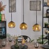 Koyoto Hanglamp, Kogellampje, Hanglamp Goud, Duidelijk, 3-lichts