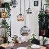 Ripoll Hanglamp, Kogellampje, Hanglamp, Cluster hanglamp Amber, Chroom, Rookkleurig, 3-lichts