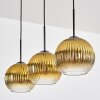 Koyoto Hanglamp, Kogellampje, Hanglamp Goud, Duidelijk, 3-lichts