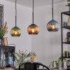 Koyoto Hanglamp, Kogellampje, Hanglamp Blauw, Groen, Koperkleurig, 3-lichts