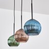 Koyoto Hanglamp, Kogellampje, Hanglamp Blauw, Groen, Koperkleurig, 3-lichts