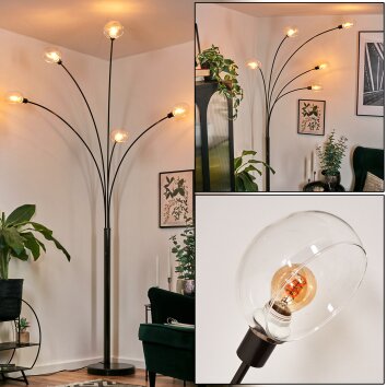 Nikkala Staande lamp Chroom, Zwart, 5-lichts