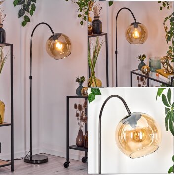 Koyoto Staande lamp, Booglampen Chroom, Zwart, 1-licht