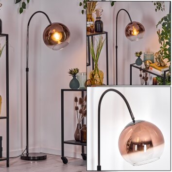 Koyoto Staande lamp, Booglampen Chroom, Zwart, 1-licht