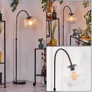 Koyoto Staande lamp, Booglampen Chroom, Zwart, 1-licht