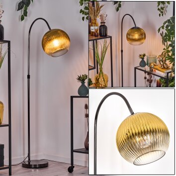 Koyoto Staande lamp, Booglampen Chroom, Zwart, 1-licht