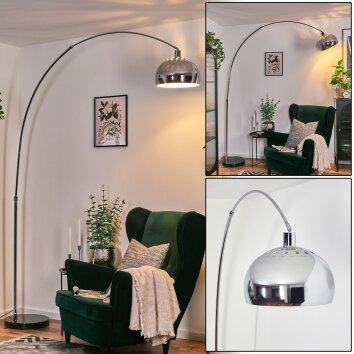 Baloca Staande lamp, Booglampen Chroom, Zwart, 1-licht