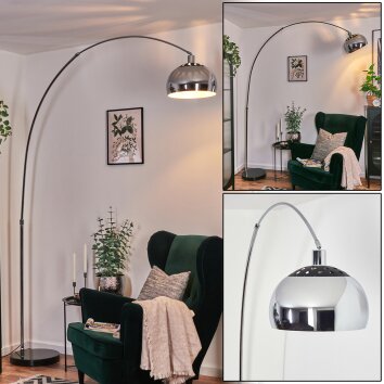 Baloca Staande lamp, Booglampen Chroom, Zwart, 1-licht
