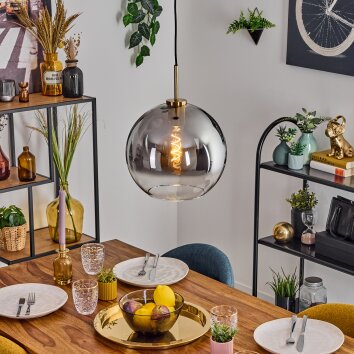 Koyoto Hanglamp, Kogellampje, Hanglamp Goud, Zwart, 1-licht