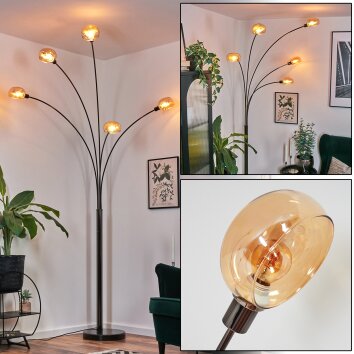 Nikkala Staande lamp Chroom, Zwart, 5-lichts