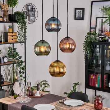 Koyoto Hanglamp, Kogellampje, Cluster hanglamp 35 cm Blauw, Goud, Groen, Koperkleurig, 4-lichts