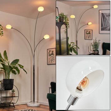 Nikkala Staande lamp Chroom, Wit, 3-lichts