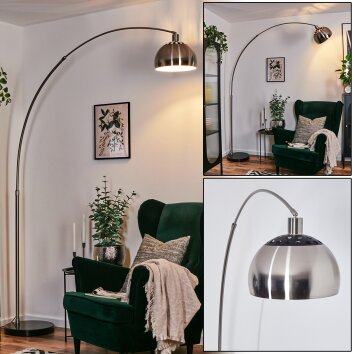 Baloca Staande lamp, Booglampen Nikkel mat, Zwart, 1-licht
