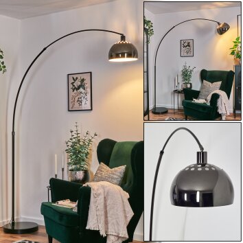 Baloca Staande lamp, Booglampen Chroom, Zwart, 1-licht
