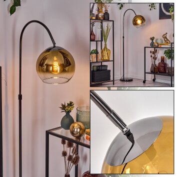 Koyoto Staande lamp, Booglampen Chroom, Zwart, 1-licht