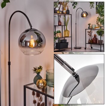 Koyoto Staande lamp, Booglampen Chroom, Zwart, 1-licht