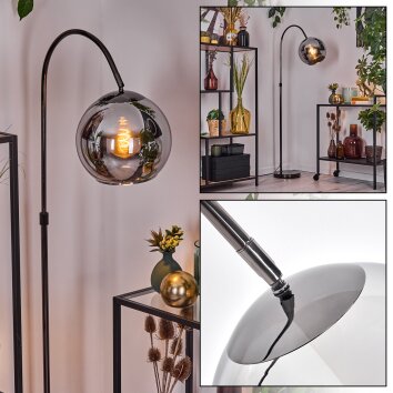 Koyoto Staande lamp, Booglampen Chroom, Zwart, 1-licht