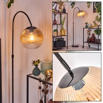 Koyoto Staande lamp, Booglampen Chroom, Zwart, 1-licht