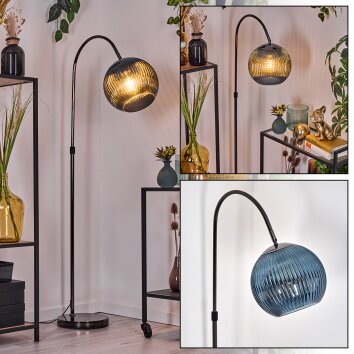 Koyoto Staande lamp, Booglampen Chroom, Zwart, 1-licht