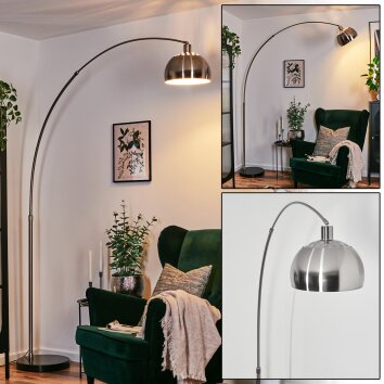 Baloca Staande lamp, Booglampen Nikkel mat, Zwart, 1-licht